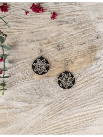 Dřevěné visací náušnice Lotos