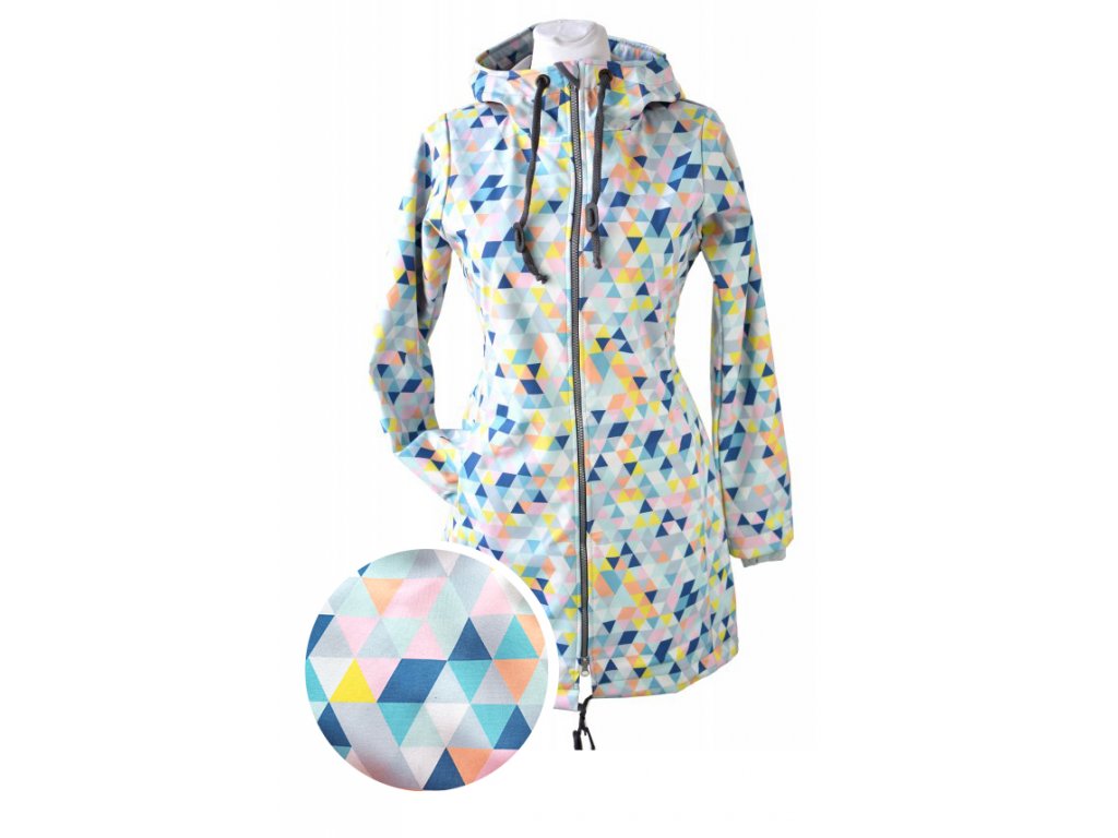 Softshellový kabát - barevné trojúhelníčky