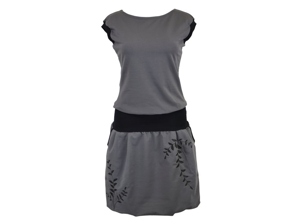 Balonová šatovka - šedá a lístečky