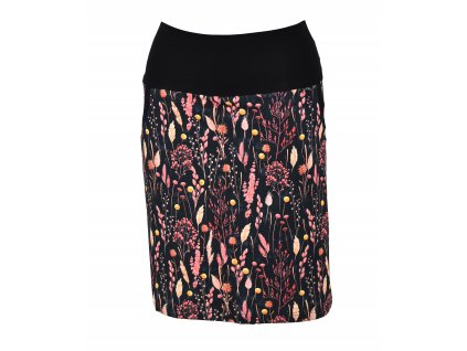 Pouzdrová sukně - tmavá s kvítky