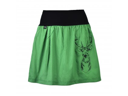 Rovná sukně - zelená s jelenem