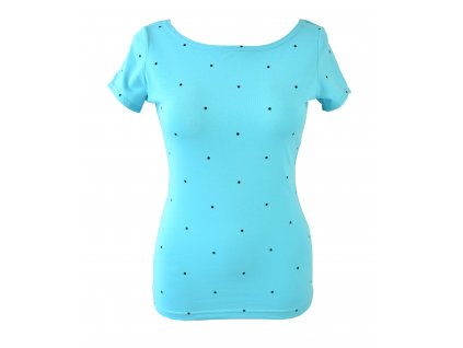 Tričko - azurově modré s puntíky
