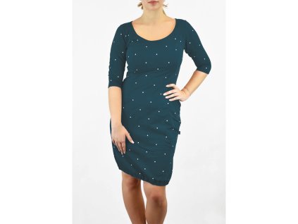 Princesové šaty - petrolejové s puntíky