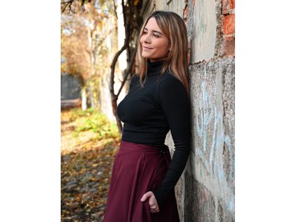 Rolák s dlouhým rukávem - žebrovaný - černý