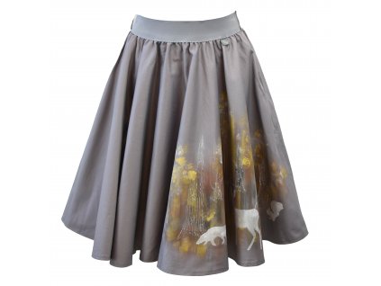 Kolová sukně - malovaná - třpytivý les