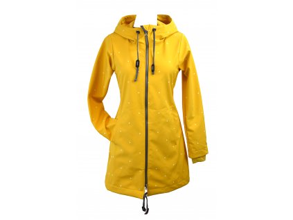 Softshellový kabát - žlutý s puntíky