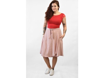 Zavinovací sukně - červená s proužky
