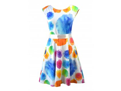 Půlkolové šaty - velké barevné puntíky