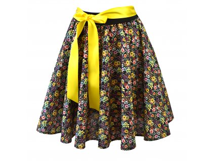 Kolová sukně - do gumy - barevné kvítí