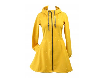 Softshellový kabát - půlkolový - žlutý puntíkatý