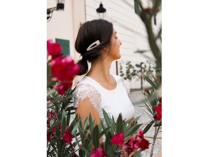 Tričko s krajkovými rukávky - smetanové