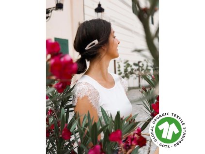 Tričko s krajkovými rukávky - smetanové