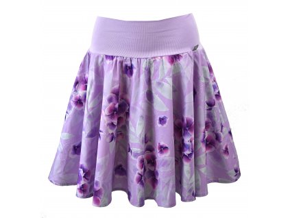 Kolová sukně - do nápletu - fialové hortenzie