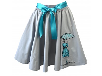 Kolová sukně - do gumy - modrá dívka v dešti
