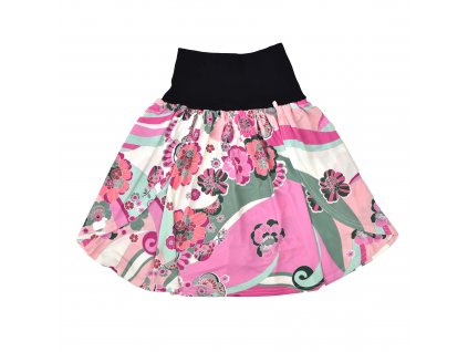 Sportovní sukně - zeleno-růžové květy