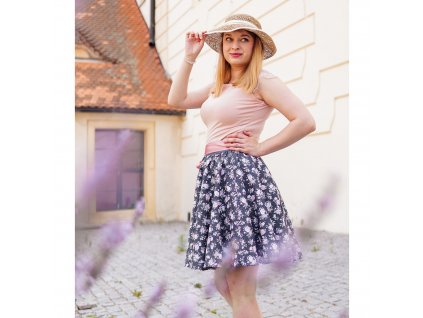 Kolová sukně - guma - růžičky
