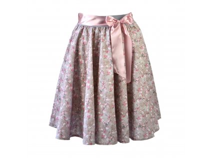 Kolová sukně - růžové větvičky