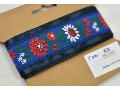 Pásek - modrý s květy