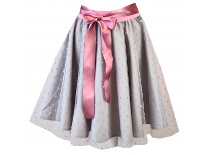 Kolová sukně tylová - růžová srdíčka