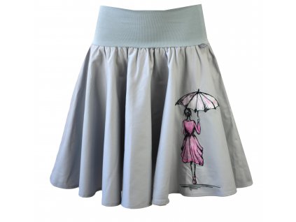 Kolová sukně - do nápletu - růžová dívka v dešti