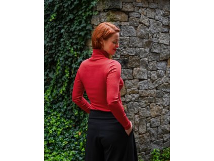 Rolák s dlouhým rukávem - žebrovaný - červený