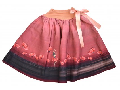 Dětská půlkolová sukně - maková panenka