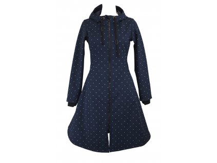 Softshellový kabát - půlkolový - temně modrý s puntíky