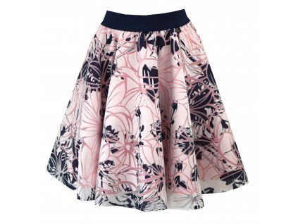 Kolová sukně do gumy - růžové tvary a květy