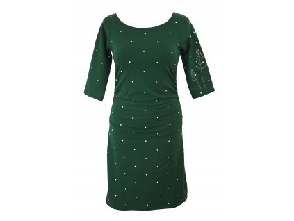 Šaty řasené - zelené s puntíky - kokoška