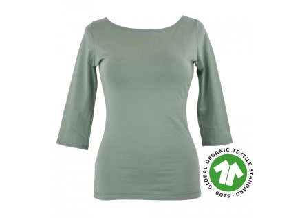 Tričko 3/4 rukáv - šedozelené