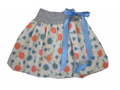 Dětská sukně - květy na šedé
