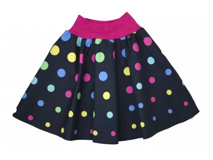 Dětská půlkolová sukně - hravé puntíky - II. JAKOST