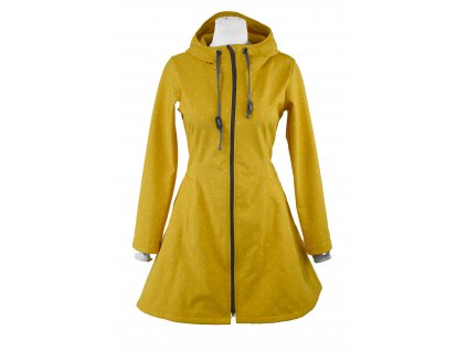 Softshellový kabát - půlkolový - žlutý s puntíky
