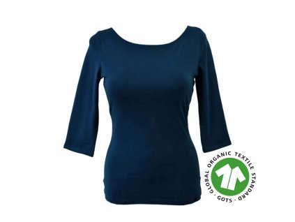 Tričko 3/4 rukáv - tmavě modrá - GOTS