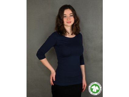 Tričko 3/4 rukáv - tmavě modrá - GOTS