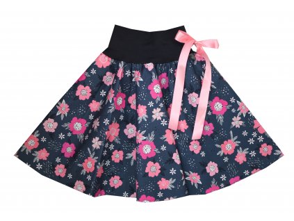 Dětská půlkolová sukně - květinové mámení
