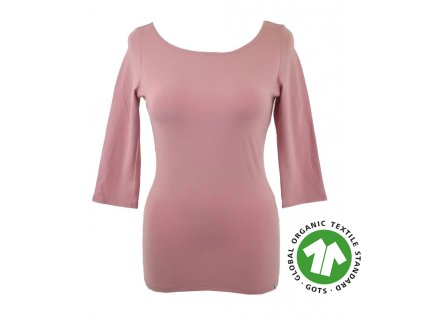 Tričko 3/4 rukáv - jemně růžové GOTS