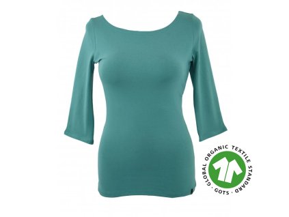 Tričko 3/4 rukáv - tmavě mentolové GOTS