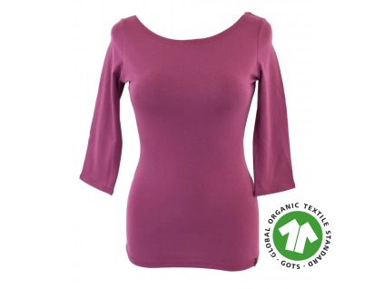 Tričko 3/4 rukáv - tmavší fuchsie - GOTS
