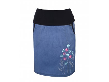Pouzdrová sukně - světle modrá - jarní kytice