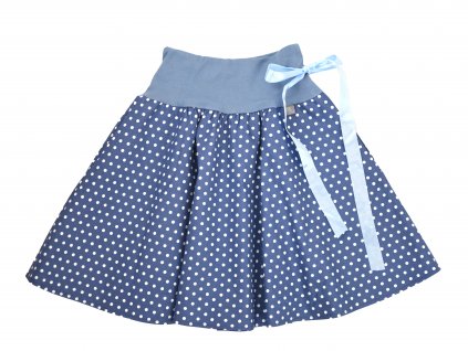 Dětská půlkolová sukně - modrá puntíkatá