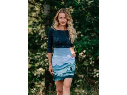 Pouzdrová sukně - mlhavý les