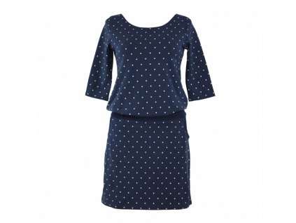 Šaty s pouzdrovou sukní  - modré s puntíky - II. JAKOST