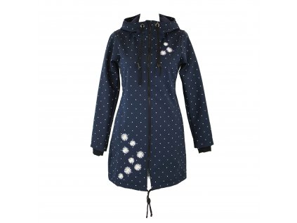 Softshellový kabát - tmavě modrý s puntíky a kopretinami