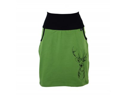 Pouzdrová sukně - zelená s jelenem