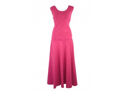Maxi půlkolové šaty - růžové a puntíky