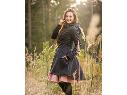 Softshellový kabát - půlkolový - černý