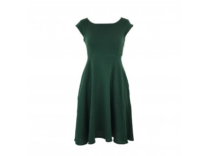 Půlkolové šaty VÍLA se zvýšeným pasem - lahvově zelené