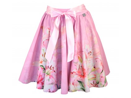 Kolová sukně - do gumy - růžové lilie