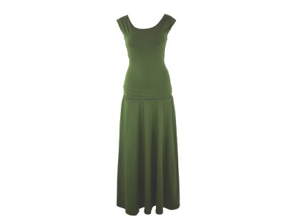 Maxi půlkolové šaty - khaki